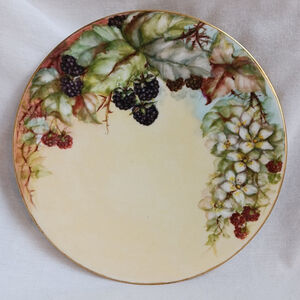 T & V Limoges Blackberries Gold Trim Plate France